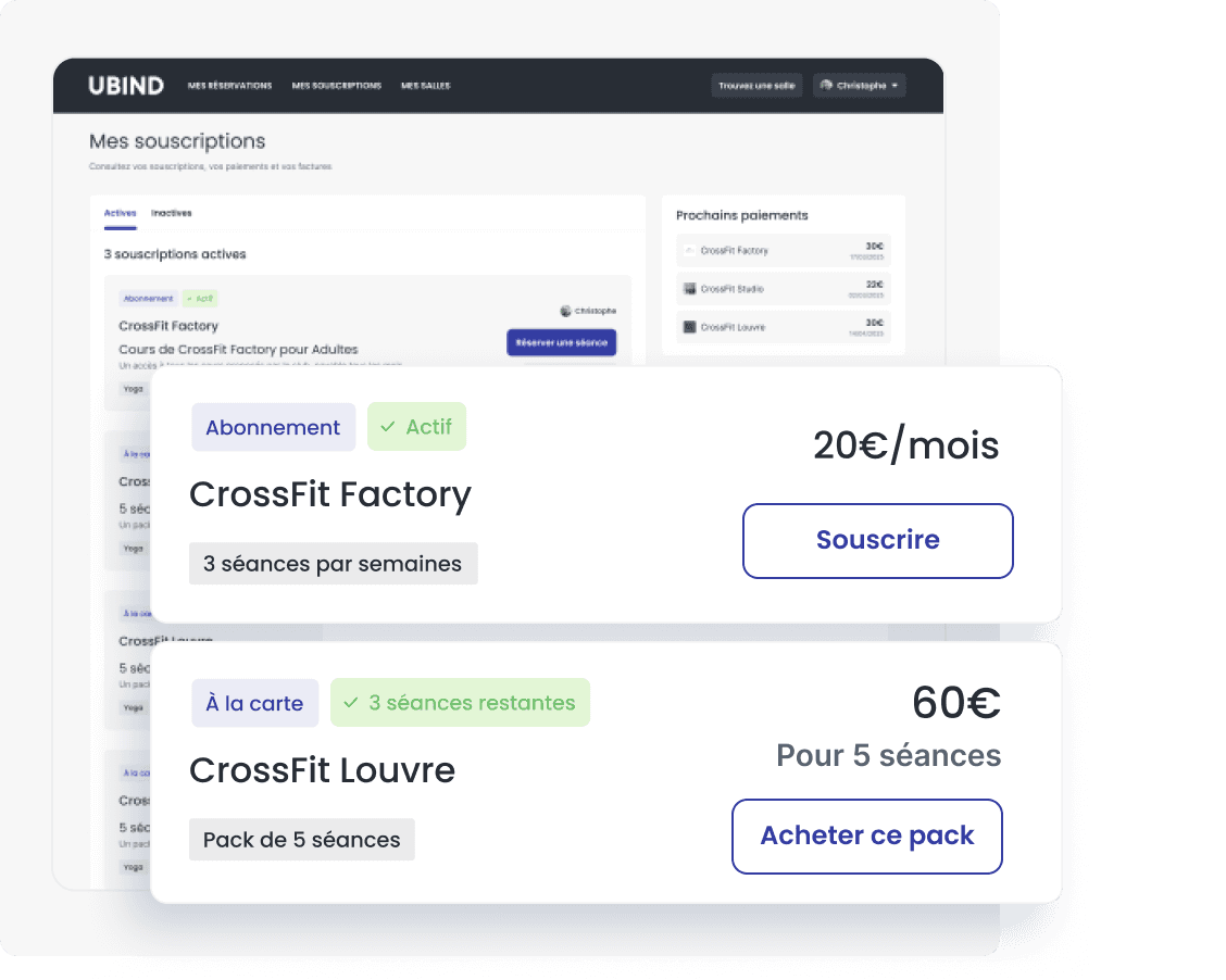 Tableau de bord personnel montrant l'historique des WOD et la progression des performances