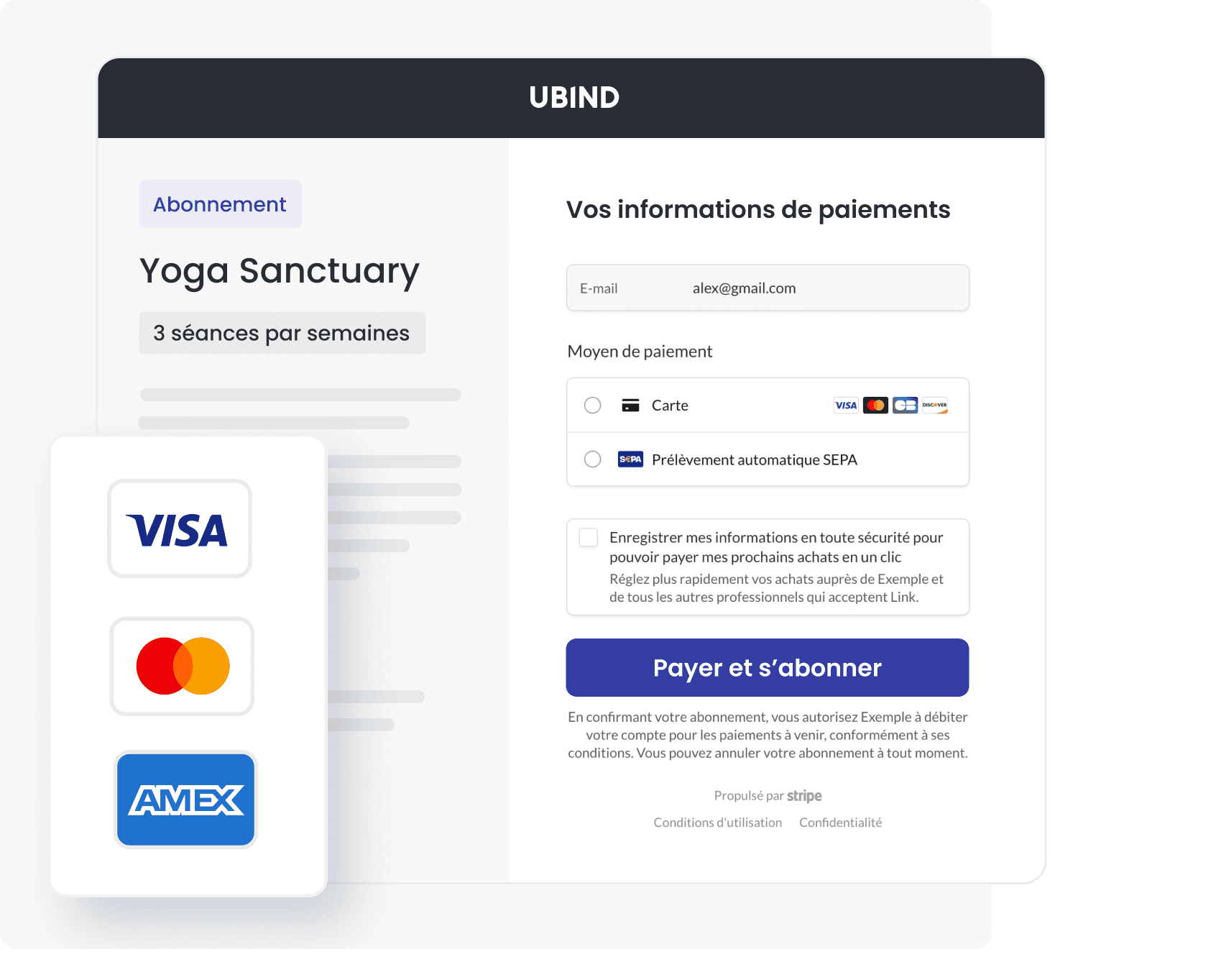 Interface de gestion des paiements et des présences avec notifications automatisées