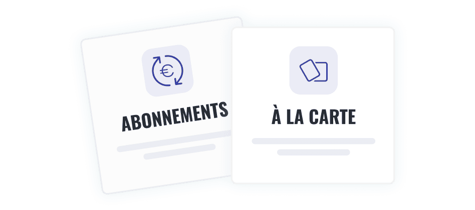 Interface de paiement montrant plusieurs options (pass, abonnement, séance)
